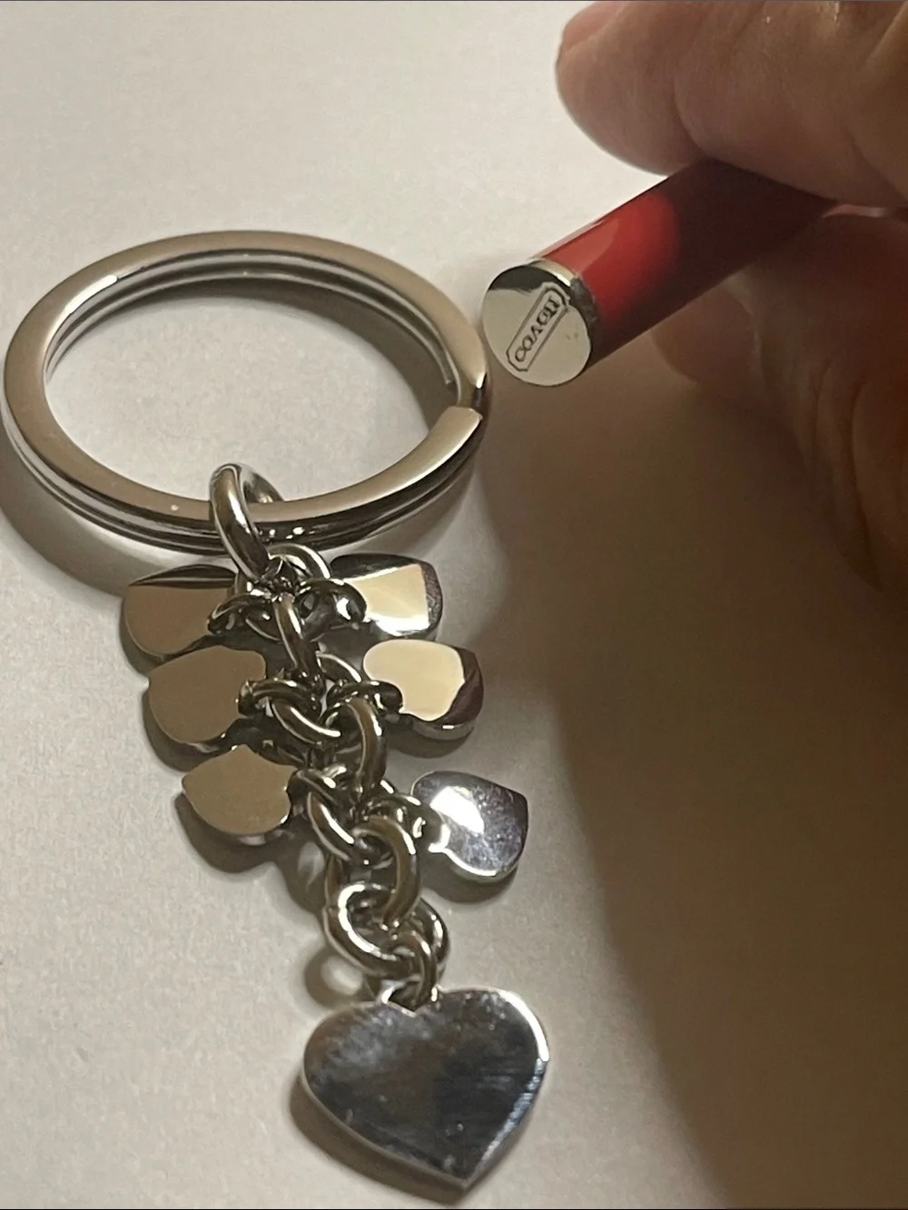 Coach Red Heart Charm Keyring and Coach Pen
